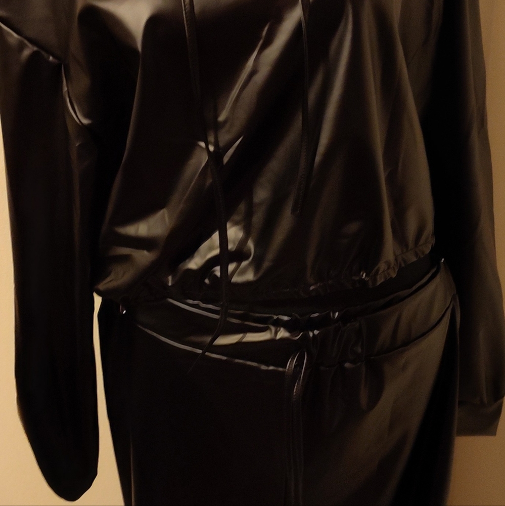 Black 2-piece patent leather jacket and pants